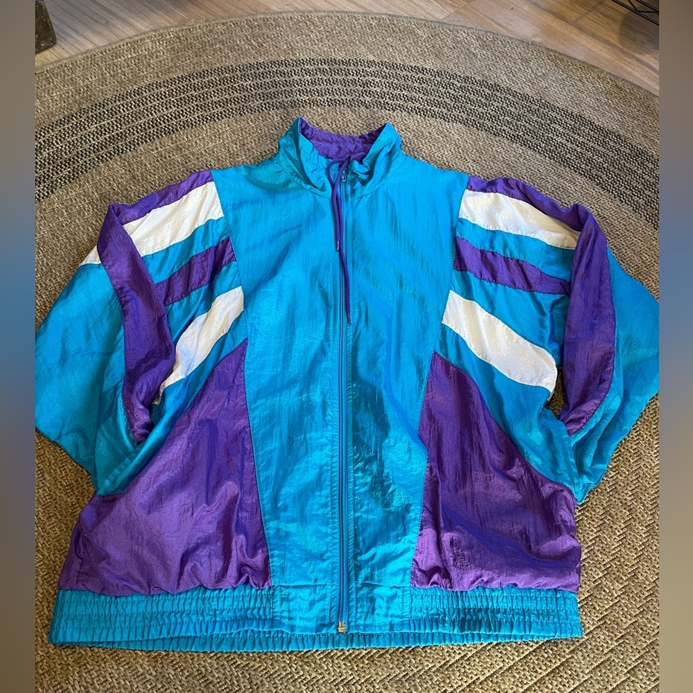 Bold Spirit Vintage Colorblock Windbreaker Jacket windbreaker size L purple blue - Picture 4 of 9